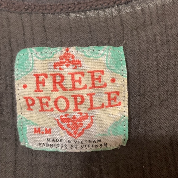 Free People Floral Buttons on Brown Top With Waistband Size M Used - Picture 5 of 5